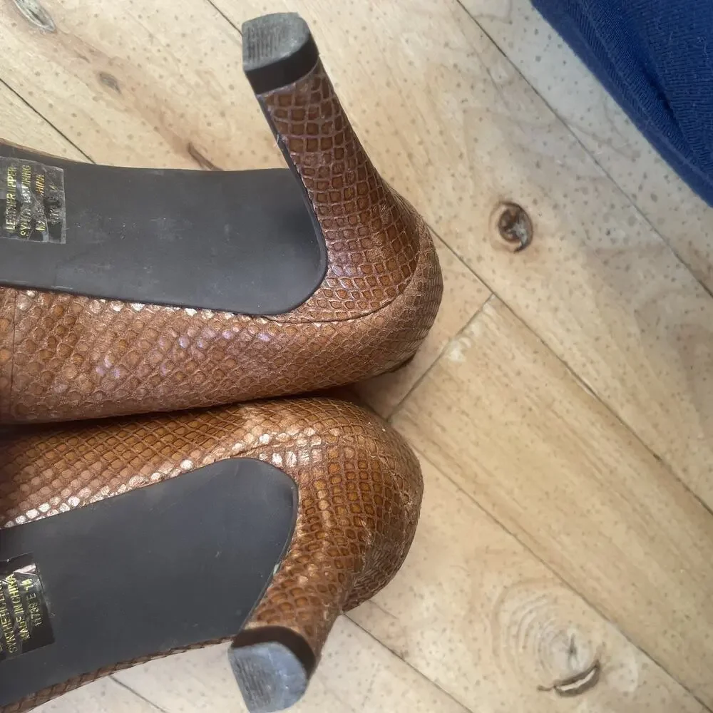 Lauren Ralph Lauren Women's Harper Dress Pump Tan Glossy Snake Womens Sz 6.5‎ B